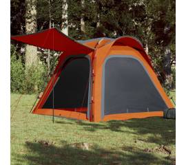 Cort camping 4 persoane gri/portocaliu 240x221x160cm tafta 185t