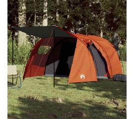 Cort camping 4 persoane gri/portocaliu 420x260x153cm tafta 185t