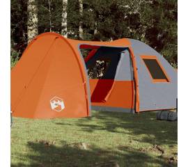 Cort camping 6 persoane gri/portocaliu 466x342x200cm tafta 185t