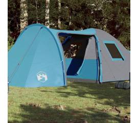 Cort de camping 6 persoane albastru, 466x342x200 cm, tafta 185t