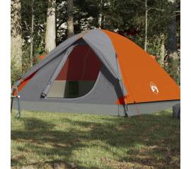 Cort camping 6 persoane gri/portocaliu 348x340x190cm tafta 190t