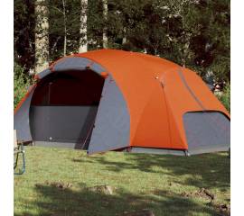 Cort camping 8 persoane gri/portocaliu 360x430x195cm tafta 190t