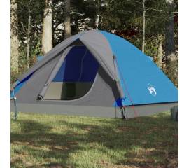 Cort de camping 6 persoane albastru, 348x340x190 cm, tafta 190t