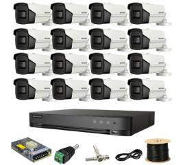 Kit supraveghere hikvision 16 camere 8mp ir 80m dvr 16 canale acusense cu accesorii incluse