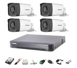 Kit complet 4 camere supraveghere full hd 80m ir hikvision, cablu 100m si hdd 2tb