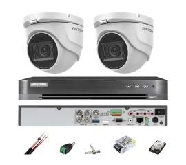Kit supraveghere hikvision 2 camere interior 4 in 1, 8mp, 2.8mm, ir 30m, dvr 4 canale, accesorii, hard disk