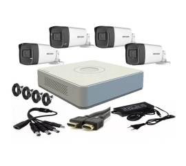Kit supraveghere video hikvision 4 camere 2mp fullhd 1080p ir 40m  + accesorii instalare , hdd 500gb