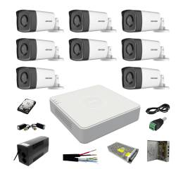 Kit supraveghere video profesional 8 camere hikvision full hd memorie stocare 2tb inclusa
