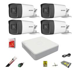 Kit supraveghere video profesional hikvision 4 camere full hd 1080p wide-angle 2.8mm