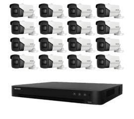 Sistem de supraveghere basic 16 camere hikvision 4 in 1, 8mp, lentila 3.6mm, ir 80m, dvr 16 canale 4k
