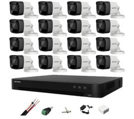 Sistem de supraveghere hikvision 16 camere 8mp 4 in 1, 2.8mm, ir 30m, dvr 16 canale 4k, accesorii de montaj