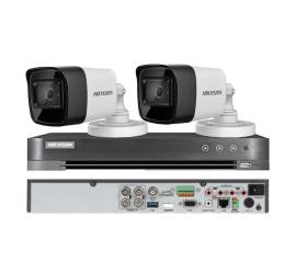 Sistem de supraveghere video hikvision 2 camere 4 in 1, 8mp, lentila 2.8mm, ir 30m, dvr 4 canale 4k 8mp
