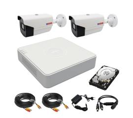 Sistem supraveghere 2 camere rovision oem hikvision 2mp full hd ir40m, dvr 4 canale 1080p lite, accesorii si hard incluse