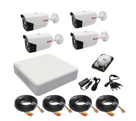 Sistem supraveghere 4 camere rovision oem hikvision 2mp, full hd, ir 40m, dvr 4 canale 4mp lite, accesorii si hard incluse