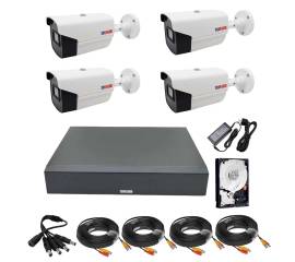 Sistem supraveghere 4 camere rovision oem hikvision 2mp full hd ir 40m, dvr pentabrid 4 canale, accesorii full, hdd 500 gb