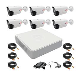 Sistem supraveghere 6 camere rovision oem hikvision 2mp full hd, dvr 8 canale, accesorii incluse