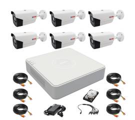 Sistem supraveghere 6 camere rovision oem hikvision 2mp full hd, dvr 8 canale, accesorii si hard incluse