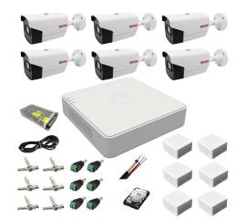 Sistem supraveghere 6 camere rovision oem hikvision 2mp full hd, dvr 8 canale 1080p, accesorii si hard
