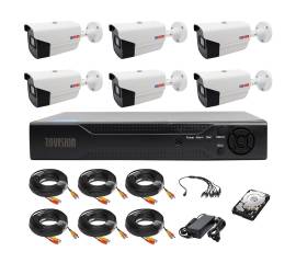 Sistem supraveghere 6 camere rovision oem hikvision 2mp full hd, dvr pentabrid 5 in 1, 8 canale, accesorii si hard incluse