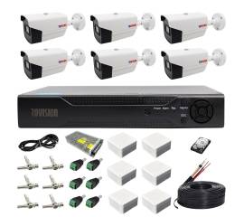 Sistem supraveghere 6 camere rovision oem hikvision 2mp full hd, dvr pentabrid 8 canale, full hd, accesorii si hard incluse