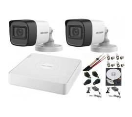 Sistem supraveghere audio-video hikvision 2 camere turbo hd 2mp dvr 4 canale, hdd 500gb