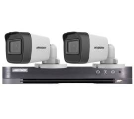 Sistem supraveghere hikvision 2 camere 5mp, lentila 2.8mm, ir 30m, dvr 4 canale 5mp, audio