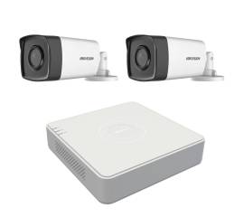 Sistem supraveghere video  profesional de exterior 2 camere hikvision turbo hd  80m ir si 40m ir, dvr 4 canale