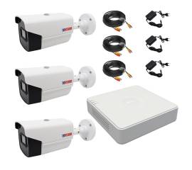 Sistem supraveghere video 3 camere rovision2mp22 by hikvision, 2mp full hd, lentila 2.8mm, ir 40m, dvr 4 canale 1080p lite, accesorii
