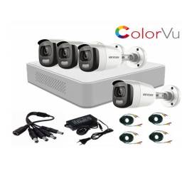 Sistem supraveghere video hikvision 4  camere 2mp colorvu fulltime full hd , accesorii incluse