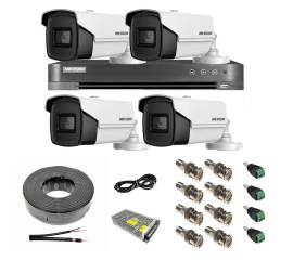 Sistem supraveghere video hikvision 4 camere 8mp 4 in 1, ir 60m, dvr 4 canale 4k 8mp, accesorii