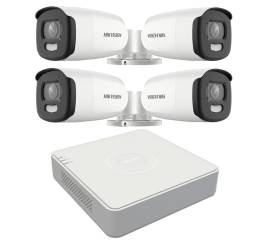 Sistem supraveghere video hikvision 4 camere exterior colorvu 5mp, lumina alba 40m, dvr 4 canale hikvision