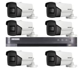 Sistem supraveghere video hikvision 6 camere 4 in 1, 8mp, 3.6mm, ir 80m, dvr 8 canale 8mp 4k