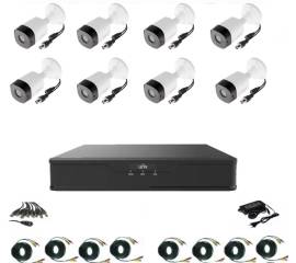 Sistem supraveghere video profesional 8 camere exterior 2 mp 1080p full hd ir20m, xvr 8 canale, accesorii full, live internet