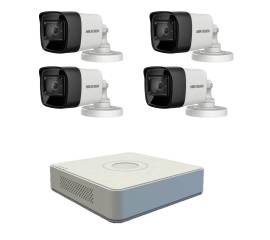 Sistem supraveghere video profesional hikvision 4 camere de exterior 5mp turbo hd cu ir 80m dvr 4 canale live internet