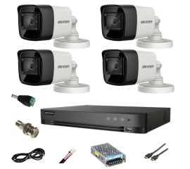 Sistem supraveghere video ultra profesional hikvision 4 camere ultra hd  8mp 4k, dvr 4 canale, full accesorii, live internet