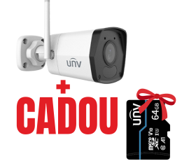 Camera unv wifi ip 2mp smart ir 30m lentila 2.8mm ip67 slot card microfon integrat + cadou card memorie 64gb