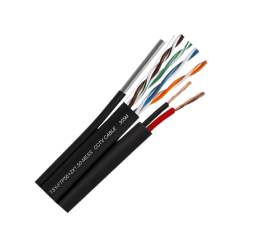 Cablu ftp autoportant cu alimentare 2x1.5, cat 5e, cupru 100%, 305m, negru tsy-ftp5e+2x1.50-mess