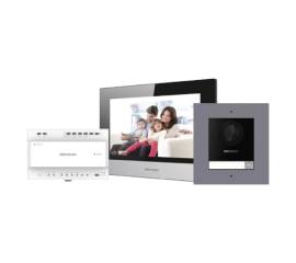 Kit  videointerfon 2 fire pentru 1 familie, monitor 7 inch, alarma - hikvision - ds-kis702y