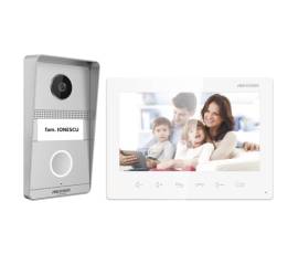 Kit videointerfon analogic 7inch, camera 2mp, conectare 2 fire - hikvision ds-kis101-p(s)