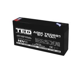 Acumulator agm vrla 6v 9,1a dimensiuni 151mm x 34mm x h 95mm f2 ted battery expert holland ted002990 (10)