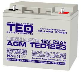 Acumulator agm vrla 12v 23a high rate 181mm x 76mm x h 167mm f3 ted battery expert holland ted003348 (2)