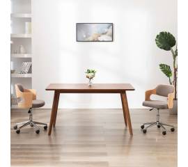 Scaun de birou pivotant, gri taupe, lemn curbat și textil