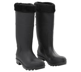 Cizme de ploaie cu șosete detașabile, negru, mărime 39, pvc