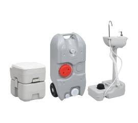 Set portabil cu toaletă, lavoar și rezervor apă pentru camping