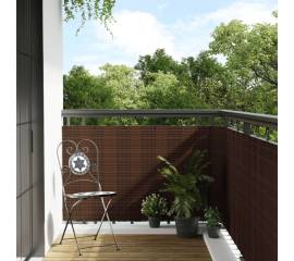 Paravan pentru balcon, maro și negru, 500x90 cm, poliratan
