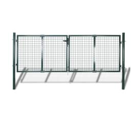 Poartă de gard din oțel, verde, 306 x 150 cm