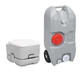 Set portabil cu toaletă și rezervor de apă pentru camping