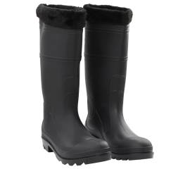 Cizme de ploaie cu șosete detașabile, negru, mărime 45, pvc