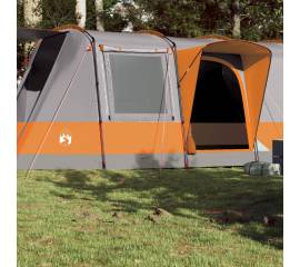 Cort de camping tunel 4 persoane, gri/portocaliu, impermeabil