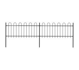 Gard de grădină cu vârf curbat, negru, 3,4 m, oțel